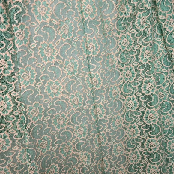 Pretty Young Thing Women's L Green Floral Open Front Lacey Cardigan USA Made - Picture 6 of 10